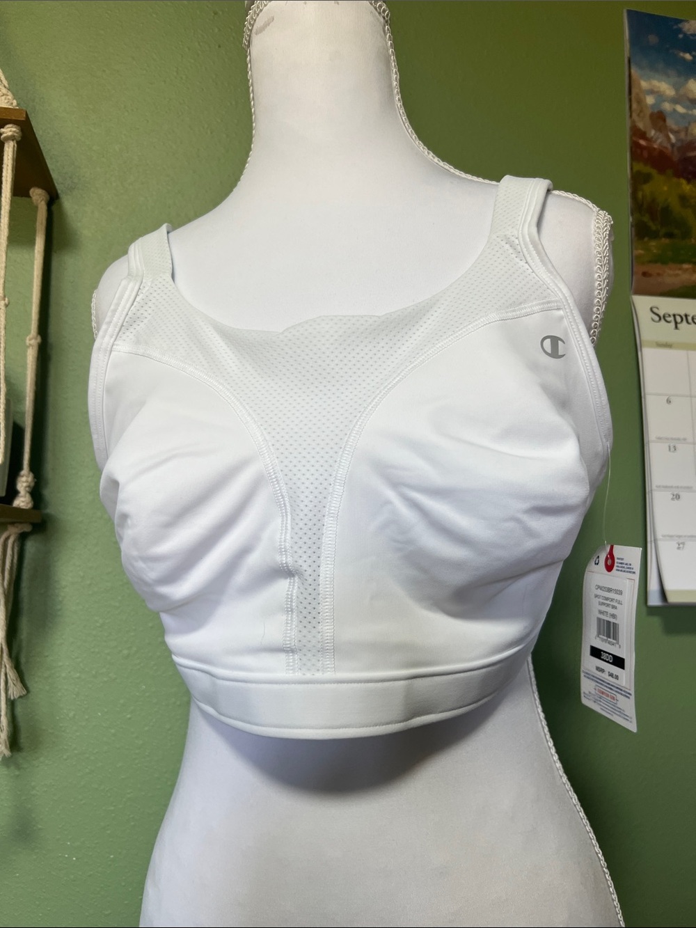 Champion White Full-Coverage Support Sports Bra